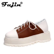 Fujin/Брендовая женская обувь на плоской подошве; обувь на платформе; женские мокасины из искусственной кожи на шнуровке; повседневная обувь на толстой мягкой подошве; сезон лето-осень; женская зимняя обувь