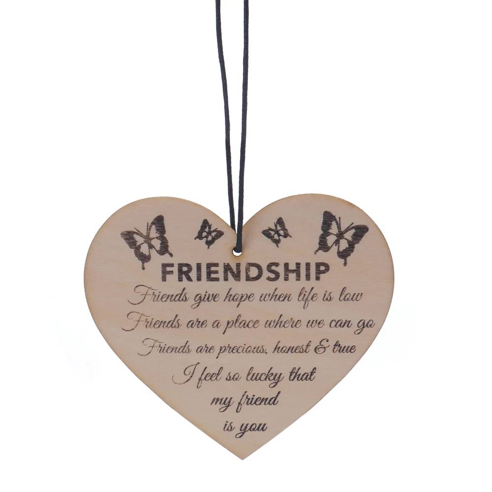

DIY Wood Hanging Tag Friendship Plaque Sign Best Friend Gift Shabby Chic Heart Birthday Christmas NEW