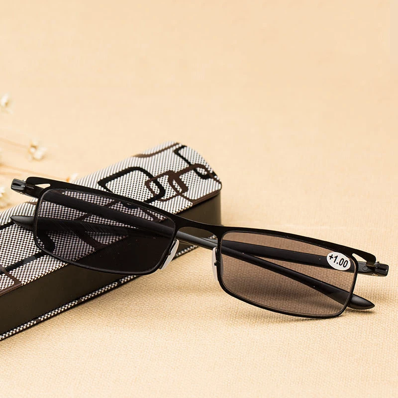 Zilead, Ультралегкая оправа, полуизвестность и безрамные металлические солнцезащитные очки для чтения, мужские бизнес очки из смолы для дальнозоркости+ 1,5 до+ 3,5 унисекс