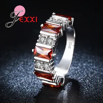 

High Quality Fashion Rings Jewelry Red AAA Austrian Crystal 925 Sterling Silver Engagement Wedding Finger Rings For Woman