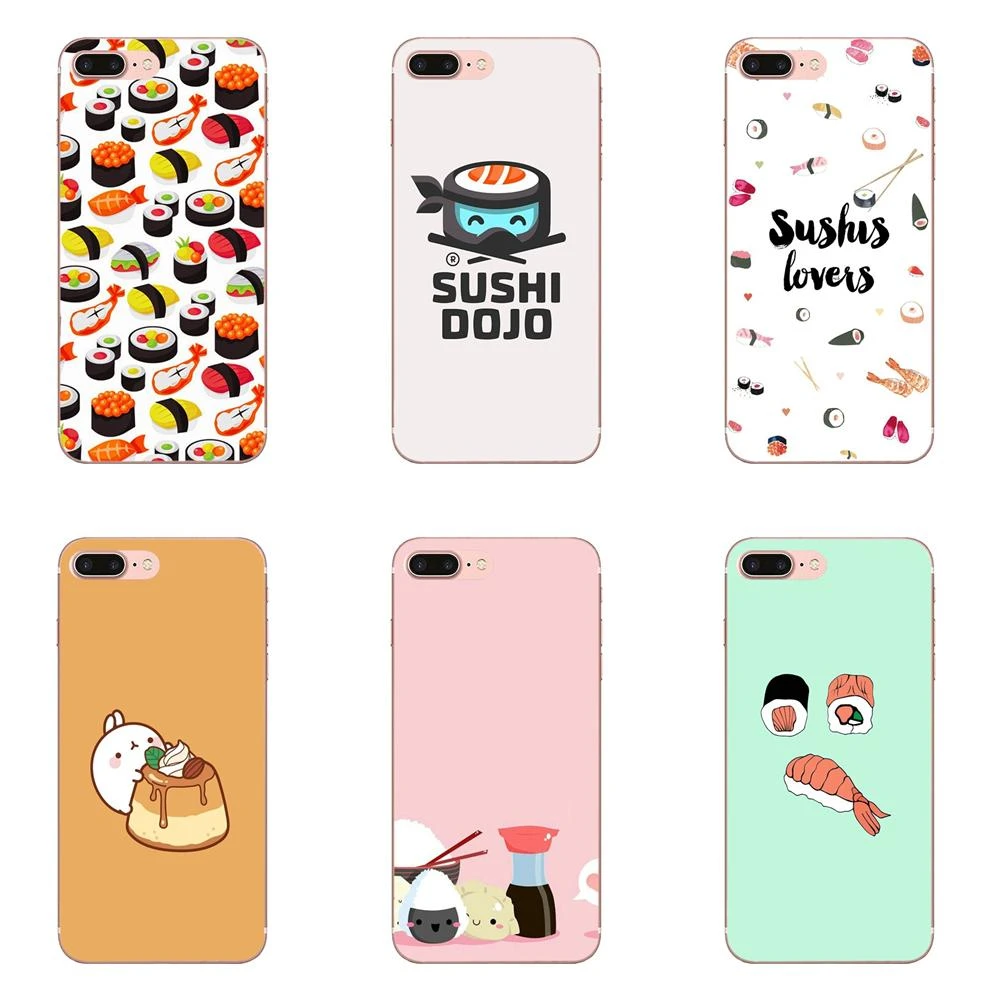 Japanese Cuisine Sushi Food Soft Phone Cases Covers For Apple iPhone 4 4S 5 5C 5S SE 6 6S 7 8 Plus X XS Max XR