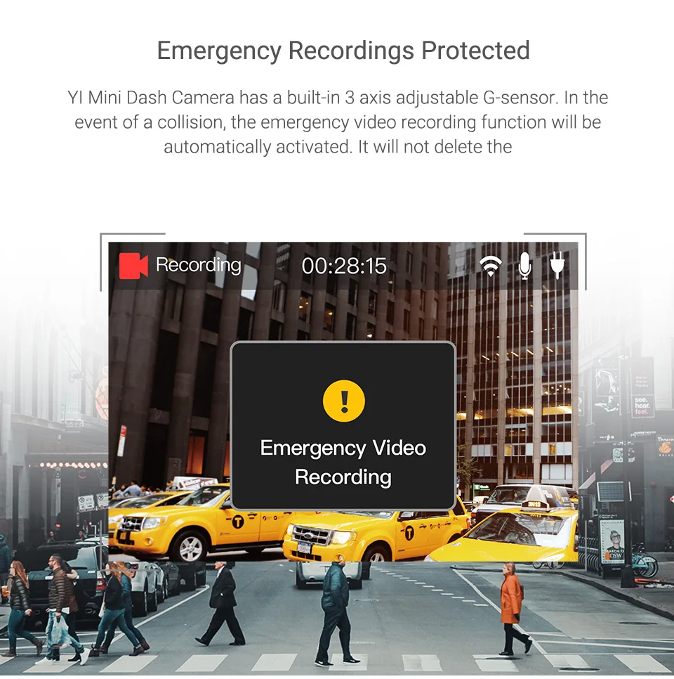 YI Mini Dash Cam 1080p FHD видеорегистратор Wi-Fi Автомобильная камера с широкоугольным объективом 140 градусов ночное