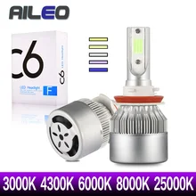 Aileo 4 шт./2 шт. H1 H3 H4 светодиодный 9005 9012 9003 9006 9004 880 881 HB1 HB3 Автомобильные фары 3000K 8000k 6000K 4300K 25000K COB C6