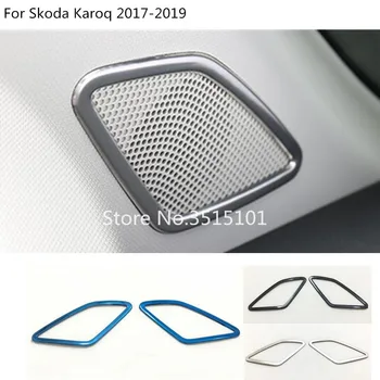 

Car inner stick A column Audio Speak Cover Window Windshield Side triangle lamp trim 2pcs For Skoda Karoq 2017 2018 2019 2020