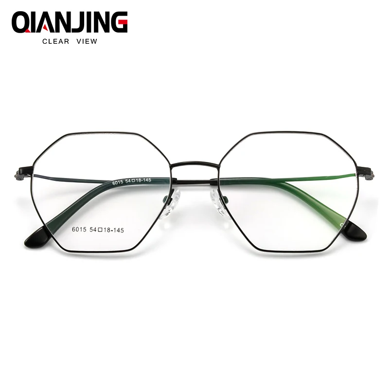 

QianJing New Designer Polygons Glasses Frames Vintage Myopia Eyeglasses Frame Men Women Casual Clear Lens Spectacles Goggles