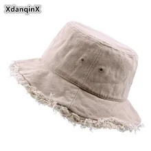 XdanqinX Складная мужская пляжная шляпа, летняя Новинка, персональная хип-хоп хлопковая винтажная шляпа с большим козырьком для женщин, Новинка