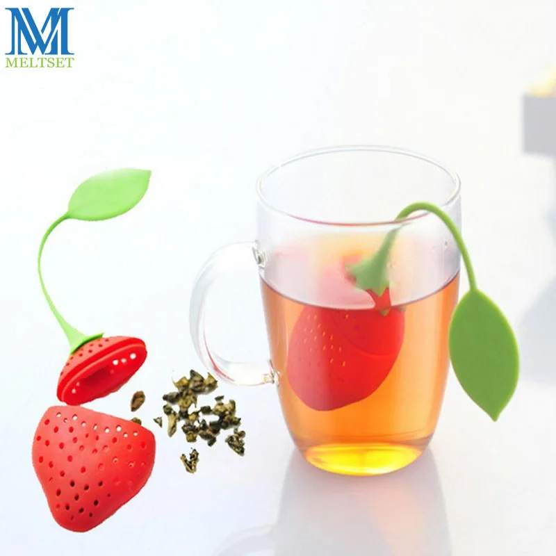 

1PC Strawberry Loose Tea Strainer Food Grade Silicone Reusable Tea Infuser Herbal Spice Filter Spice Filter Tea Teapot Tools