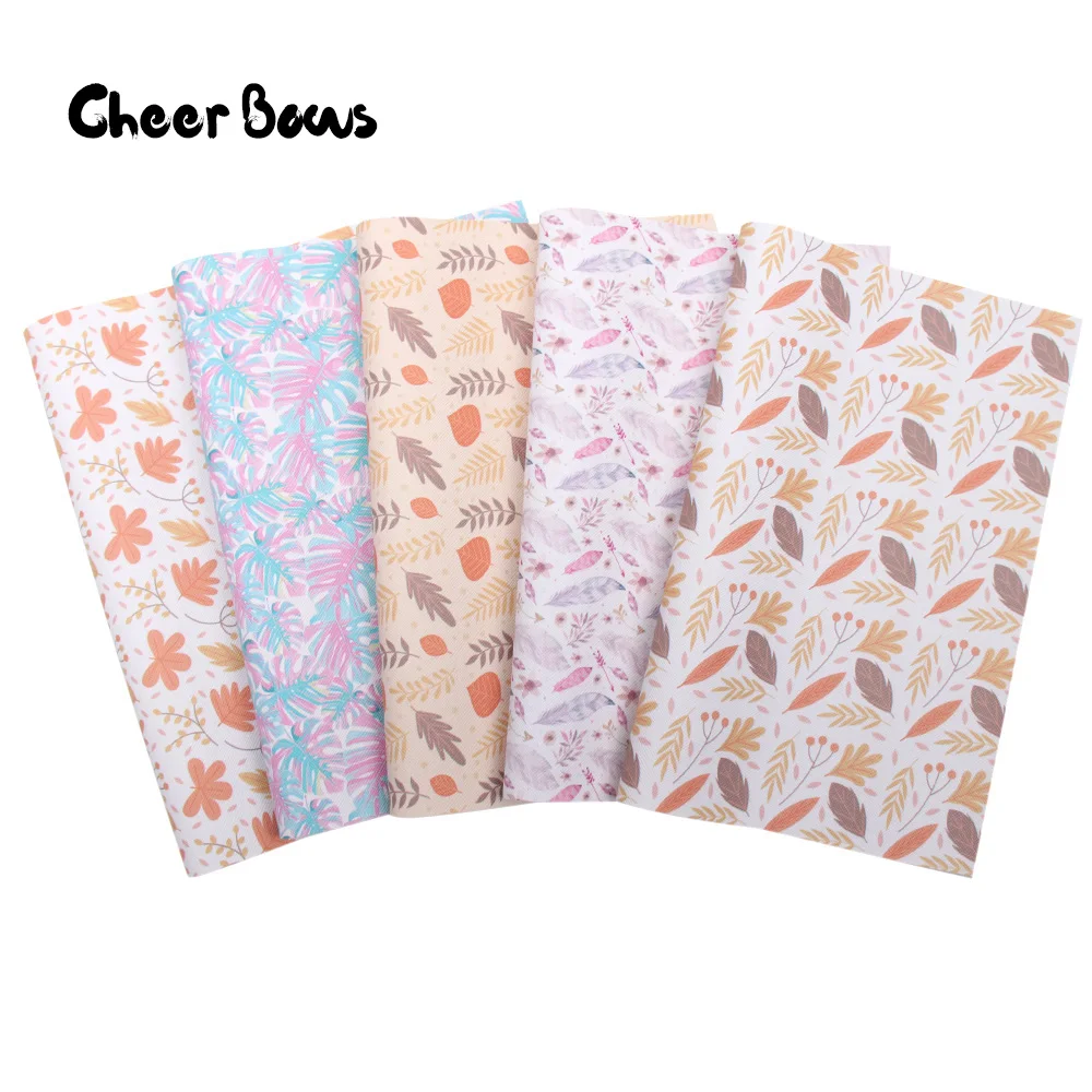 

A4 Leather Sheets Autumn Leaves Printed Synthetic Leather Fabric For DIY Kids Hair Accessories Bags Making Party Decor Materials