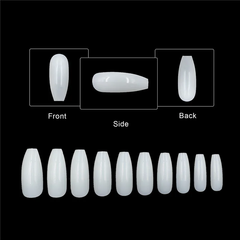 500 шт. длинные балерины изогнутые накладные ногти Советы прозрачный натуральный гроб накладные ногти ABS искусственные DIY маникюр