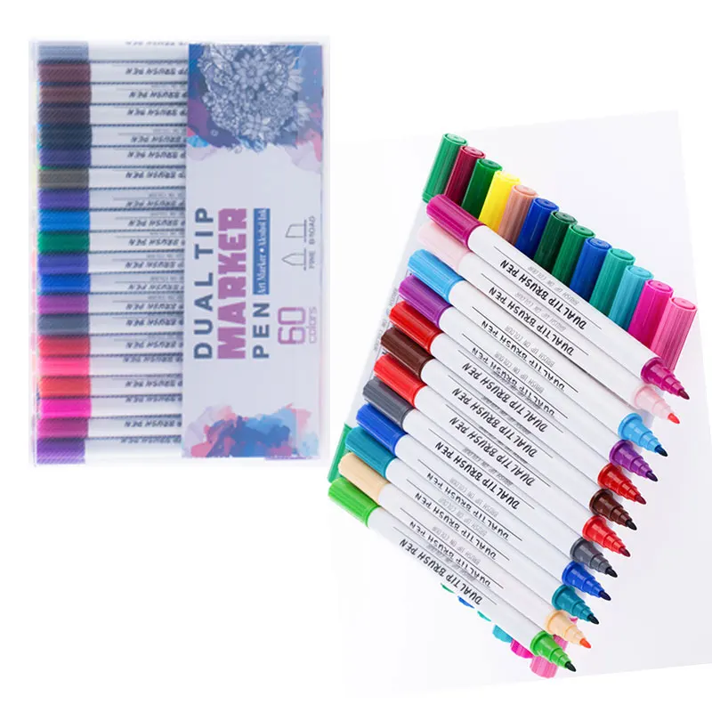 Dual Headed Watercolor Art Pens Arquitectura Colorful Children Sketching Artistic Coloring Markers Drawing Set | Канцтовары для