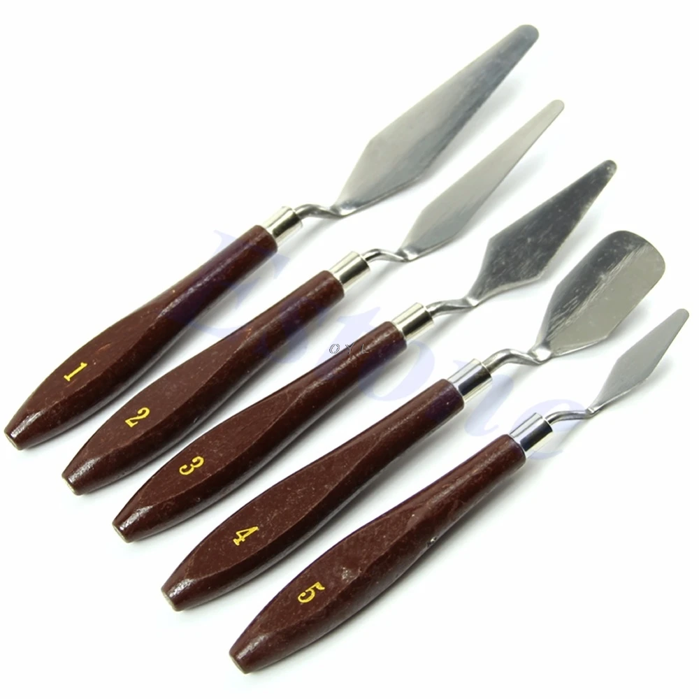 5PCS Professional Steel Artist Oil Painting Art Paint Palette Spatulain Art Sets from Office