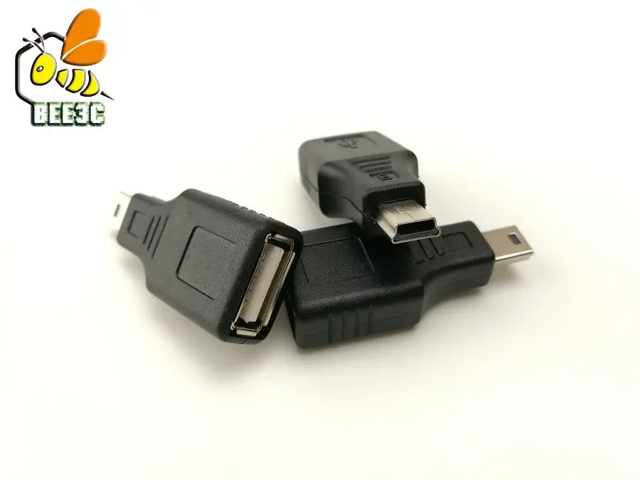 Черный USB 2,0 A Женский к Мини USB B 5Pin штекер OTG Хост адаптер конвертер Разъем 100 шт