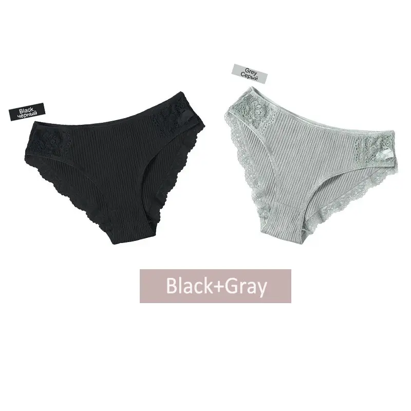 dark gray light gray Нижнее белье женские хлопковые трусики женские кружевные трусики нижнее белье женские удобные Цветочные трусы женские трусики для девочек - Цвет: dark gray light gray