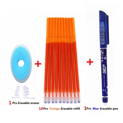12Pcs orange set 20 шт стираемая шариковая ручка 0,5 мм пишущий стержень синие Черные чернила ручка заправка школьника моющаяся ручка стираемая ручка канцелярские принадлежности - Цвет: 12Pcs orange set