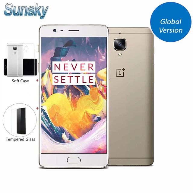 Оригинал oneplus 3 t a3003 1920*1080 p 5.5 "snapdragon 821 quad core смартфон 6 ГБ ram 64 ГБ rom touch id 16.0mp nfc мобильный телефон