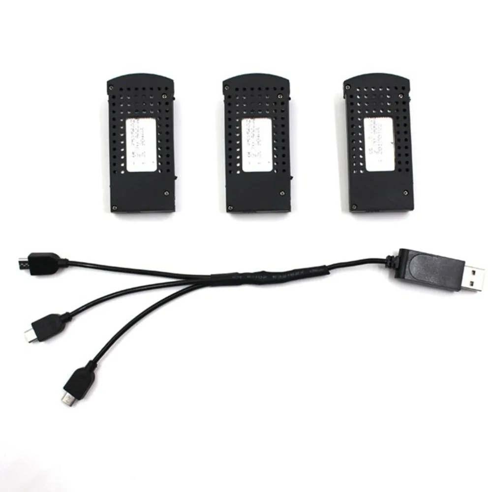 

3pcs 3.7V 900mAh Battery with 3-in-1 USB Cable Rechargeable Battery RC Drone Parts for SG700/107S/S169 Folding Aircraft