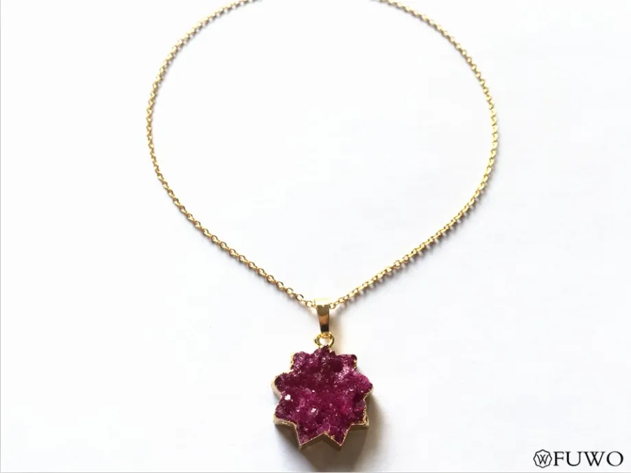 Natural Druzy Flower Pendant 20