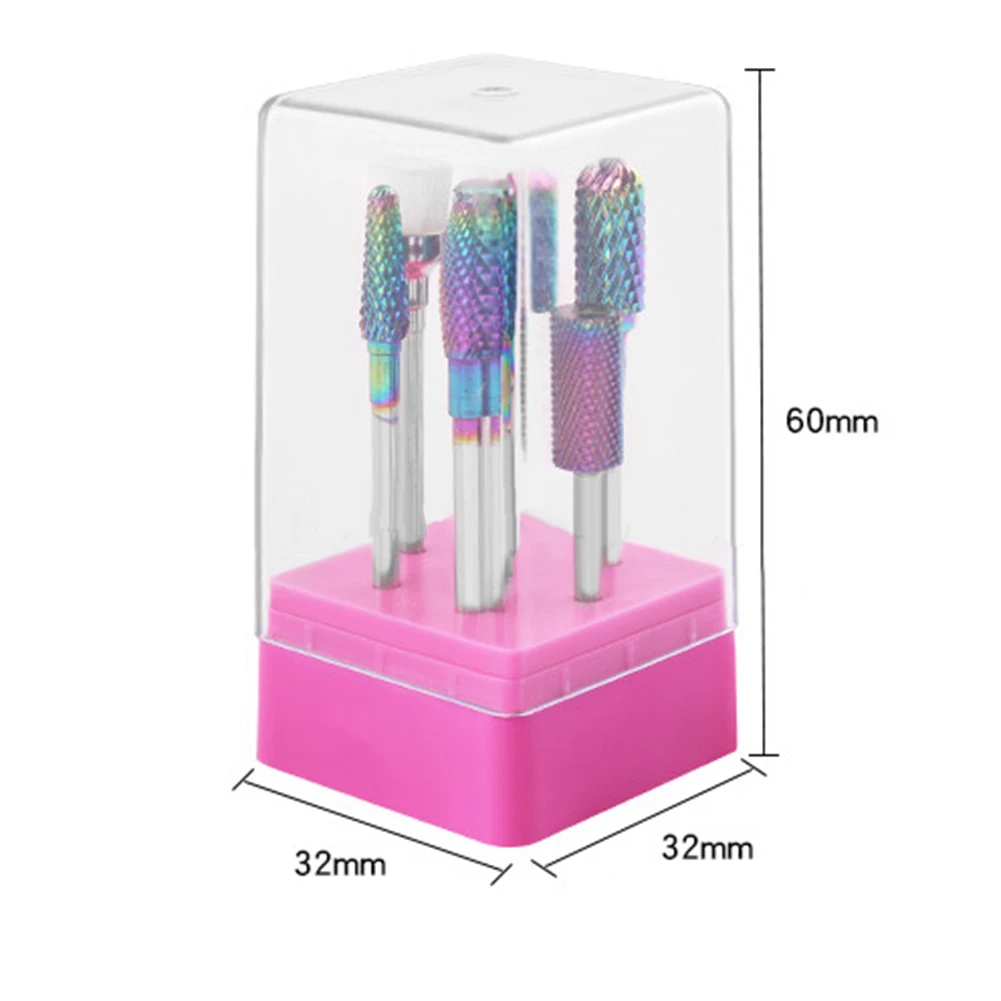 7Pcs/Set Colorful Tungsten Steel Nail Drill Bits Grinding Heads Pedicure Tools
