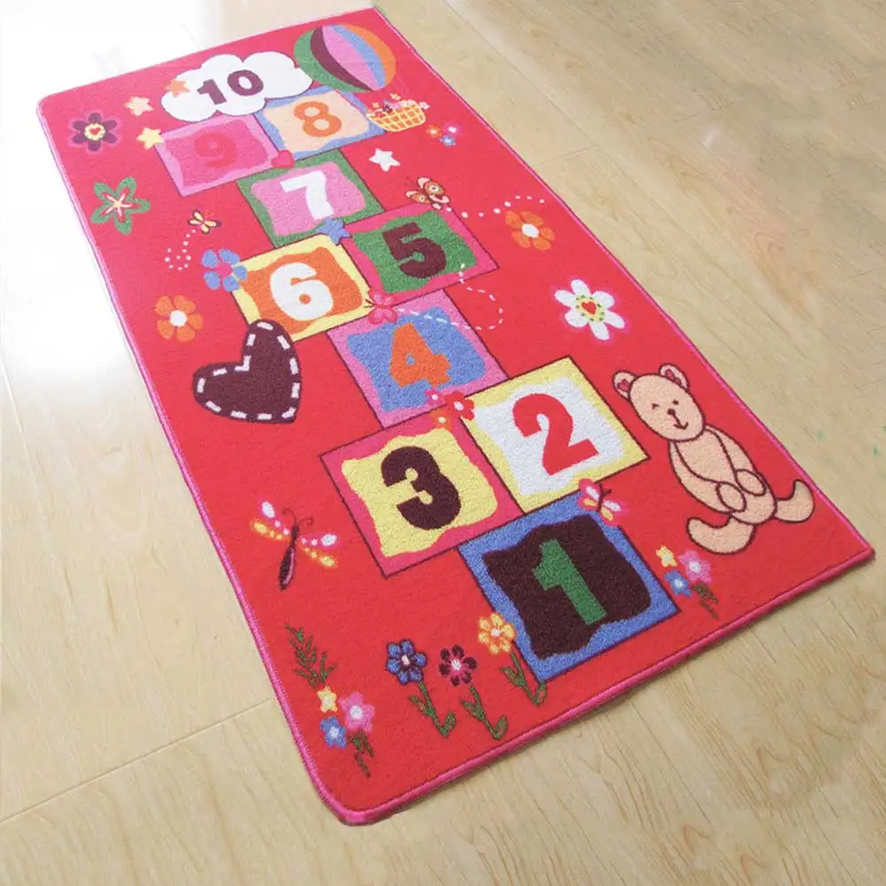 Yazi Kids Carpet Hopscotch Jump Lattice Children's Room Play Cushion Rug Developing Mat Soft Puzzles Carpets - Цвет: red