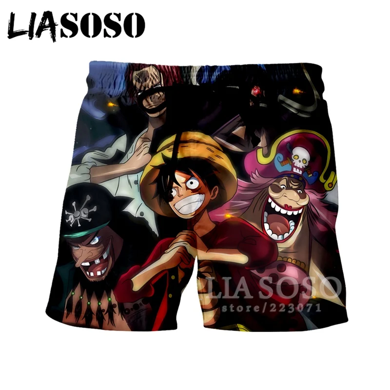 5 LIASOSO летние новые мужские и женские 3D принты Аниме one piece Roronoa Zoro шорты пляжные Фитнес хип хоп карта свободные спортивные штаны A234-09 - Цвет: 5
