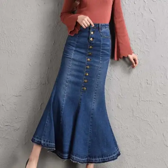 Larga 7xl Vaqueros Flare Oversized Botón Bodycon Plus Tobillo 4xl Denim Ah429 Size De Longitud Mujeres Sexy Lady 6xl Faldas aTqx0S5q