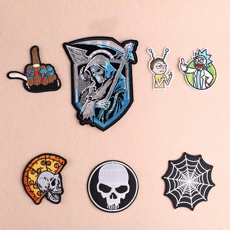 

1PCS Spider web Punk Death Badge Wind Cloth Stickers Pharaoh Skull DIY Knitting Embroidery Stitch Repair Jacket Coat Decoration