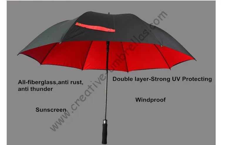 Диаметр 130 см Гольф зонтик Видимый двойные слои ткани из стекловолокна, авто открыть эпонж, антистатический, ветер устойчивы, навес