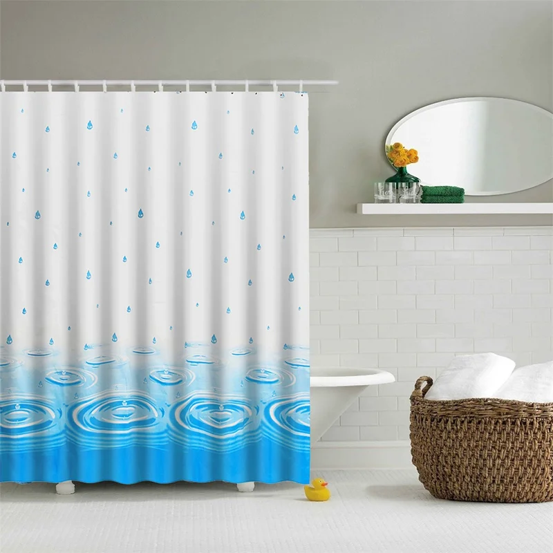 Blue PEVA Shower Curtain Waterproof Mold Proof Eco friendly Endless