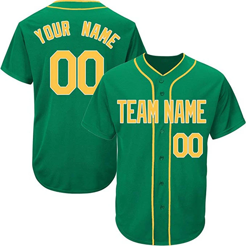 Green Custom Baseball Jersey for Men Women Youth Authentic Embroidered Player Name Number Design Your Own Team Logo High School