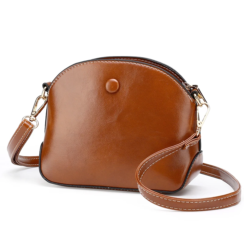 Роскошные кожаные маленькие женские сумки высокого качества, Дизайнерские однотонные сумки на молнии, женская сумка через плечо, женская сумка - Цвет: Коричневый