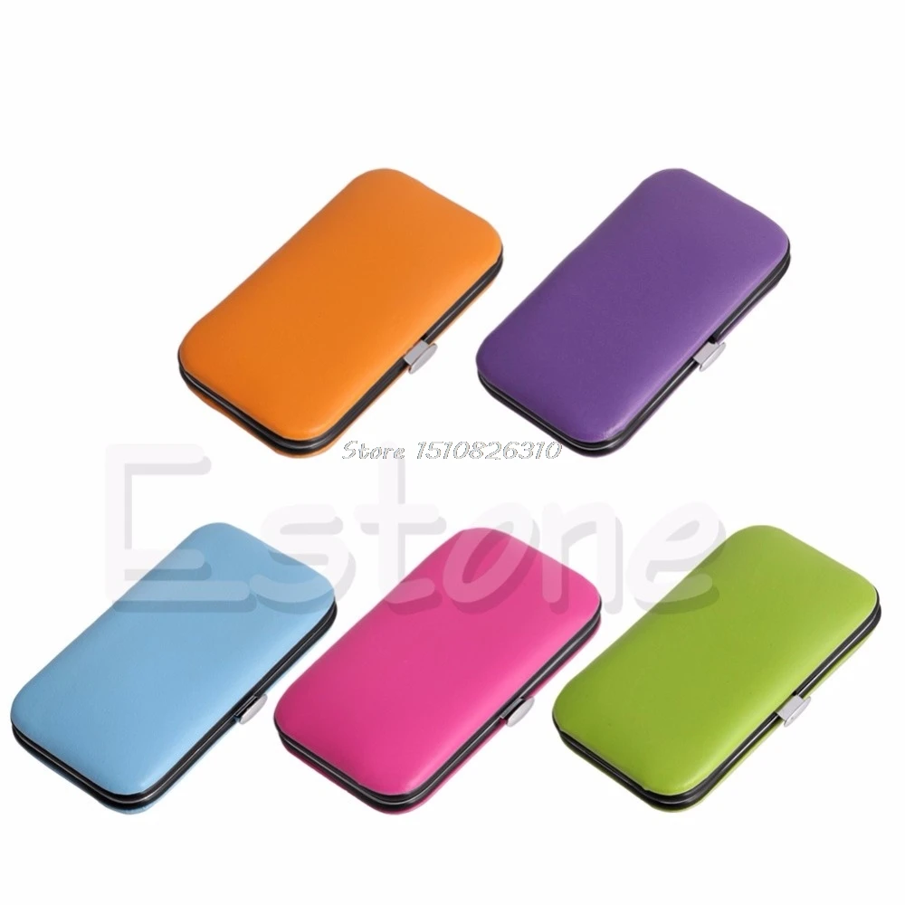 

7Pcs Portable Manicure Set Nail Care Clippers Scissors Travel Grooming Kits Case Blue, Green, Hot Pink, Orange, Purple #E207Y#