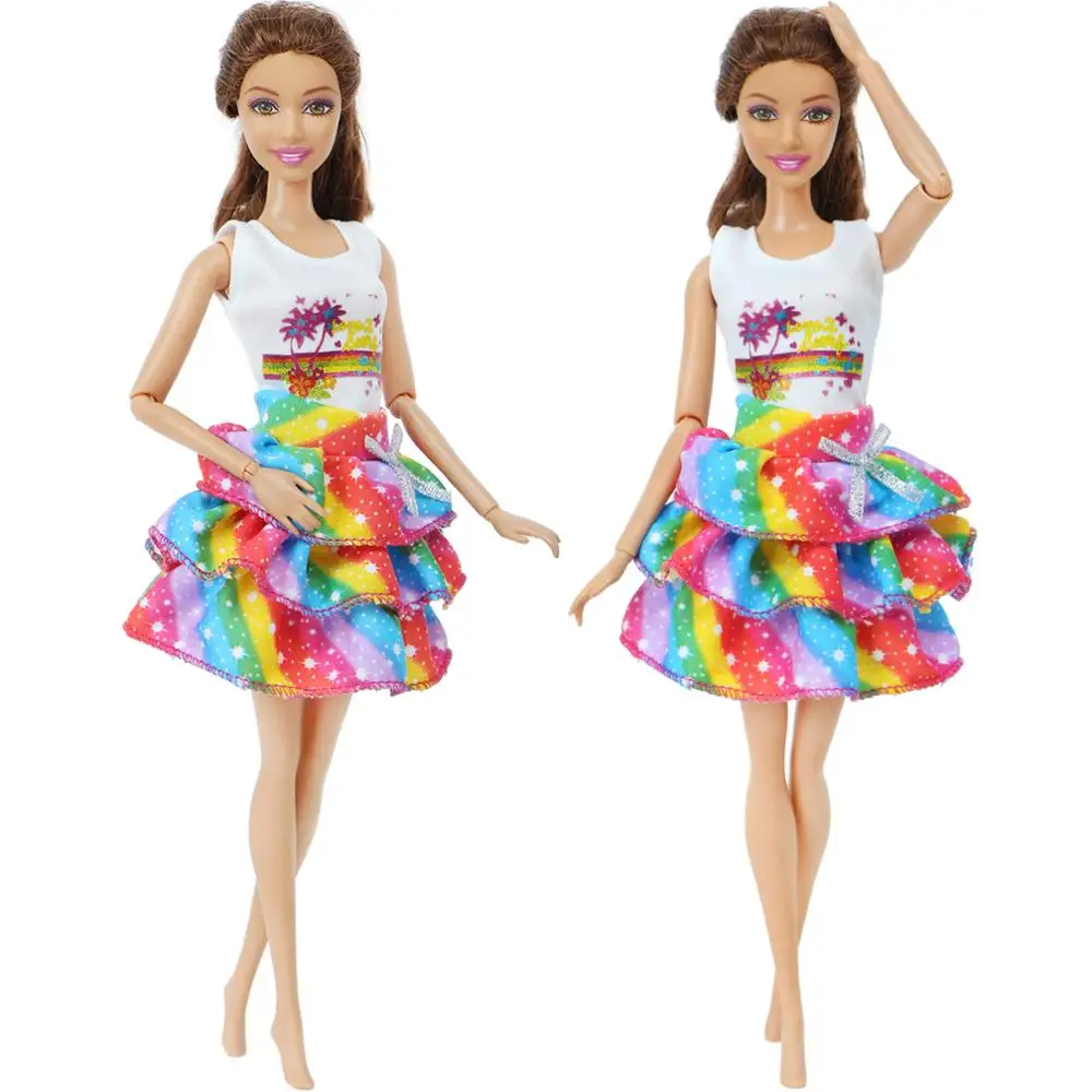

Fashion Handmade Outfit Daily Casual Wear Summer Vest Colorful Skirt Lady Dress Clothes For Barbie Doll Accessories Kid DIY Toy