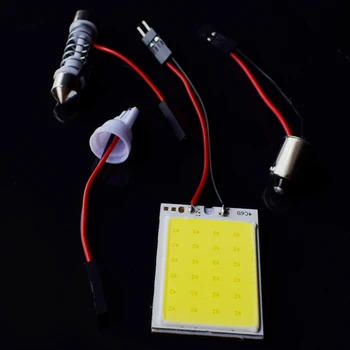 

18 24 48 COB LED Panel Super White Car Reading Map Lamp Auto Dome Interior Bulb Roof Light With T10 BA9S Adapter Festoon Base