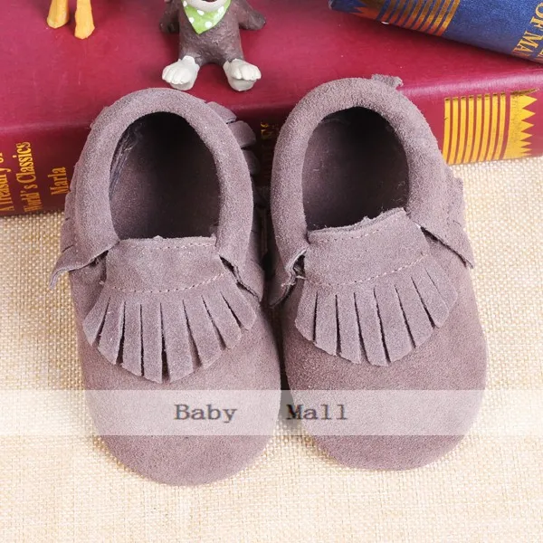 Cores de Couro Macio do Bebê Caminhantes da Criança do Bebê Genuíno Menino Sapatos Primeiros Mocassins Anti-deslizamento Infantil Franja 24 25 Primeiros caminhantes