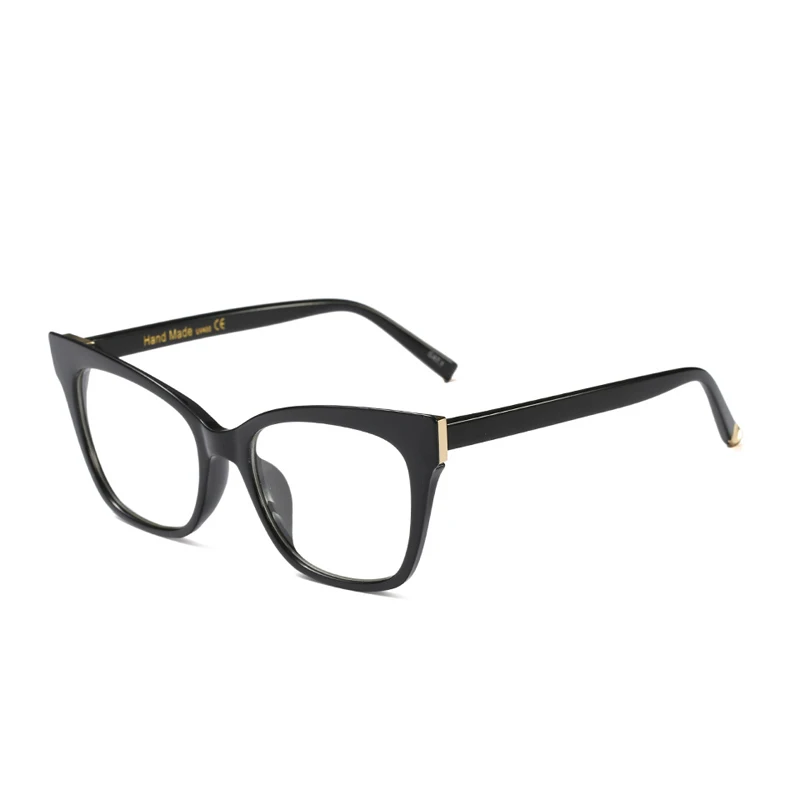 Zilead женские негабаритные очки оправа кошачьи глаза оптические сеточки для женщин и мужчин простые очки с сумкой унисекс - Цвет оправы: black