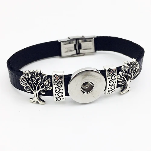 

Tree of life Retro Leather Snap Button Bracelet Bt1209 (fit 18mm 20mm Snaps)