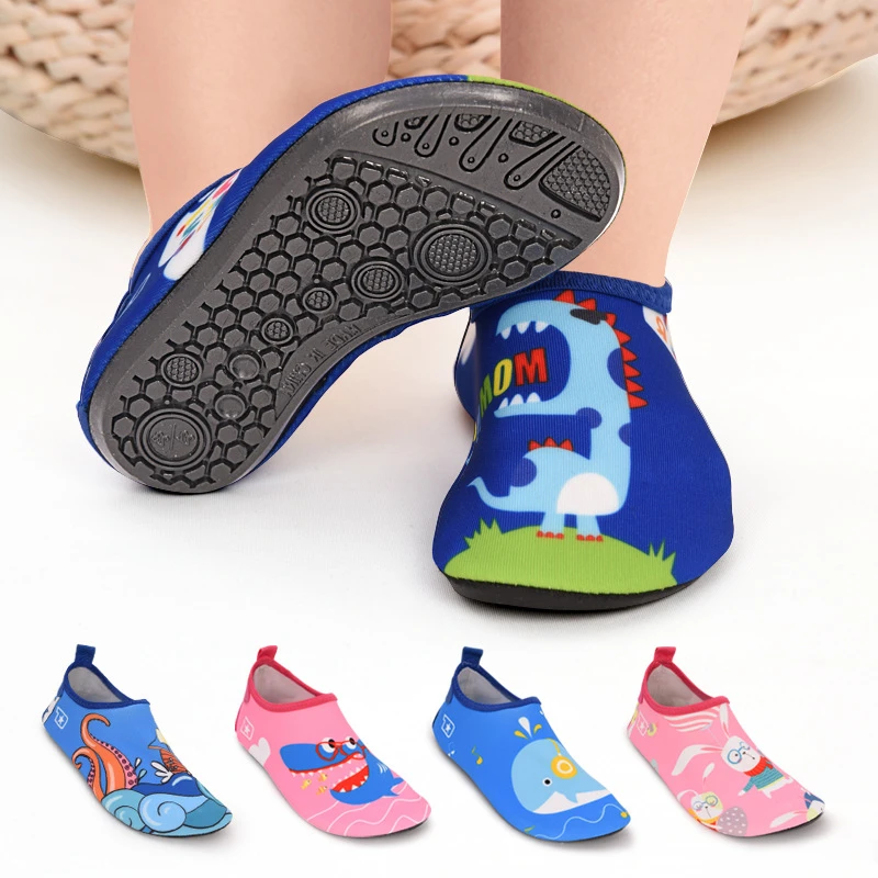 

Children Summer Slippers Cartoon Dinosaur Water Shoes Kids Barefoot Shoes Girls Beach Shoes Boys Swimming Slippers Quick Drying