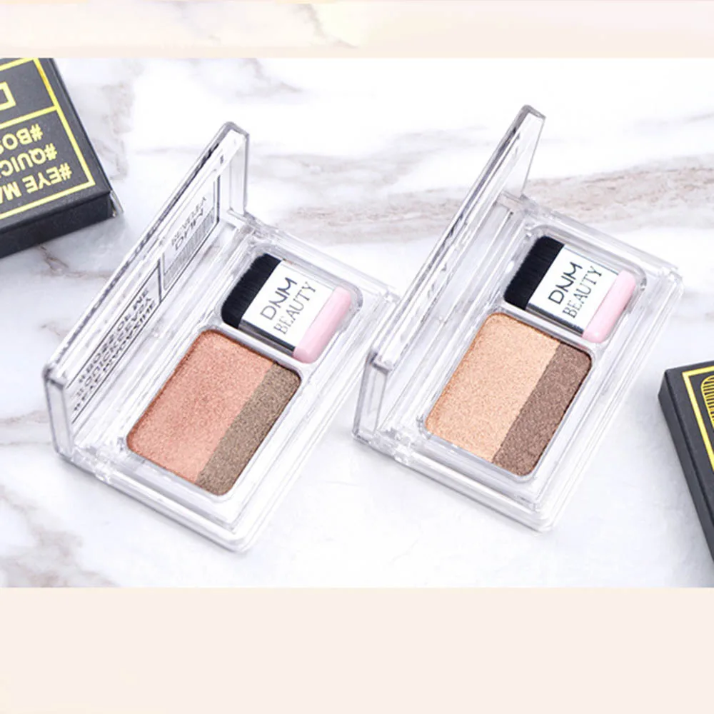 Lazy Double Color Eye Shadow Makeup Palette Shimmer Eyeshadow Makeup Waterproof Mineral Powder Double-layer Eye Shadow Cosmetics