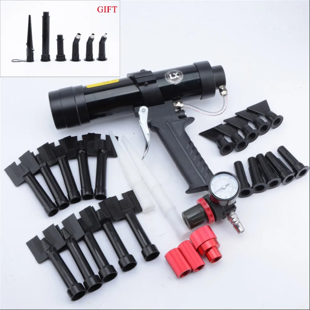 

Wave Pattern Glass Caulking Gun Plastic Nozzle Set Tool 310ml Car Sheet Metal Pneumatic Glue Gun Equipment Silicone Sealant Tool