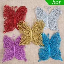 5 unids Hollow Mariposa Flores Artificiales Adornos Para Árboles de Navidad Decoraciones de Navidad Año Nuevo Decoraciones de Navidad En Casa.-w