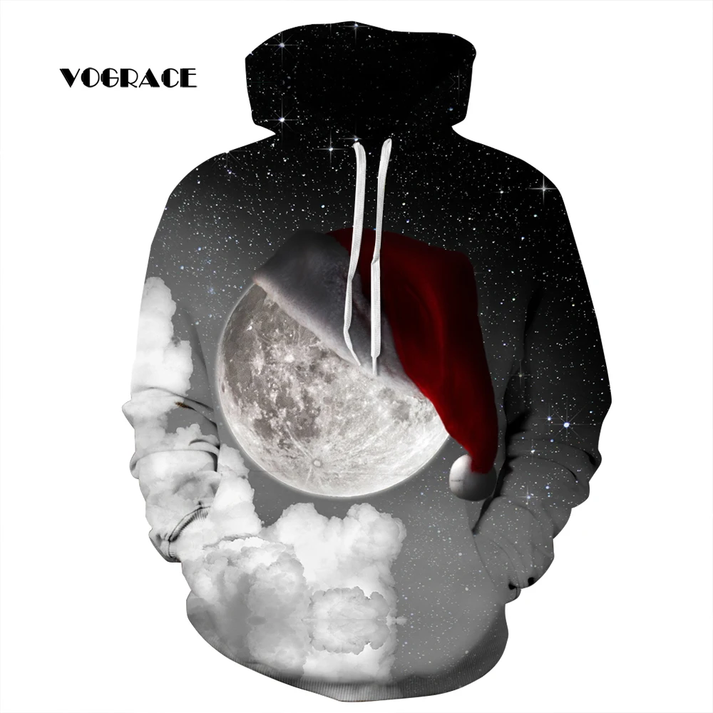 Vograce Рождество Толстовка Для мужчин/Для женщин Толстовки с капюшоном Печать Луны Туманность хип-хоп Для мужчин Мужская Для Мужчин's Куртки
