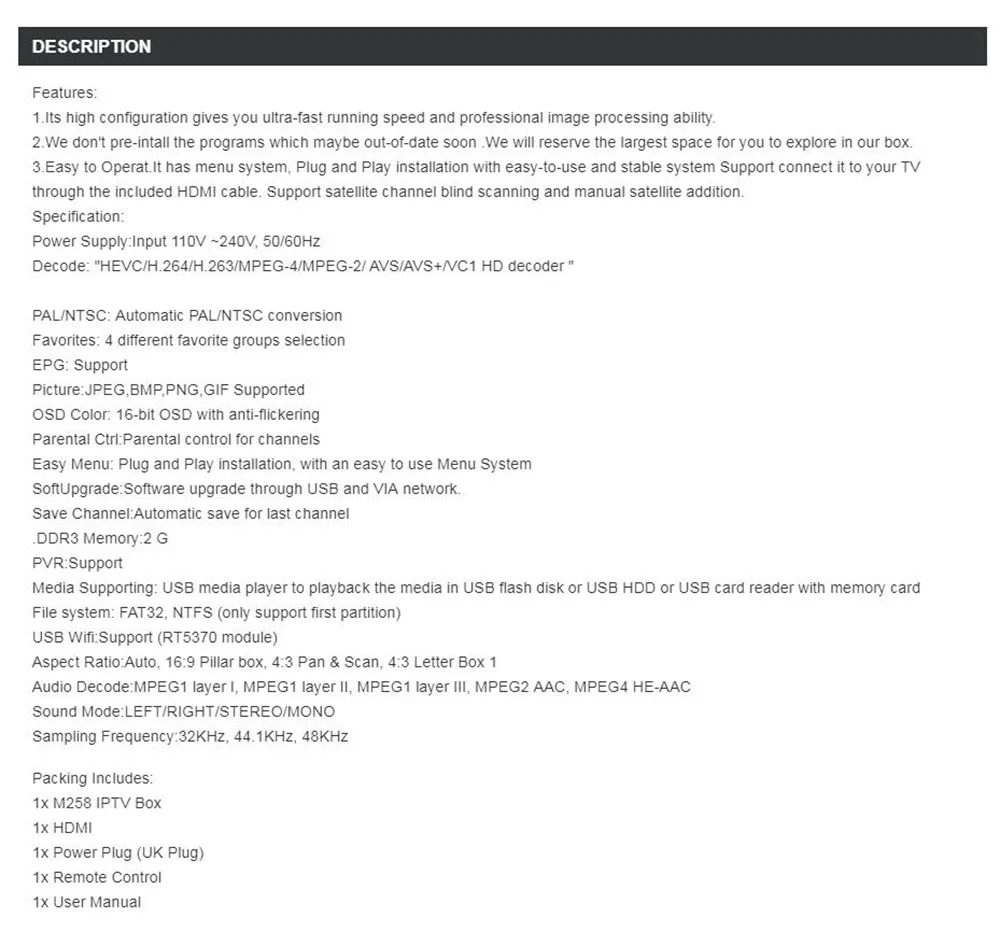 IBRAVEBOX M258 H.265 цифровой Спутниковое IPTV Приемник Поддержка PVR EPG Smart Декодер каналов кабельного телевидения для Сталкер быстрее MAX 250/254