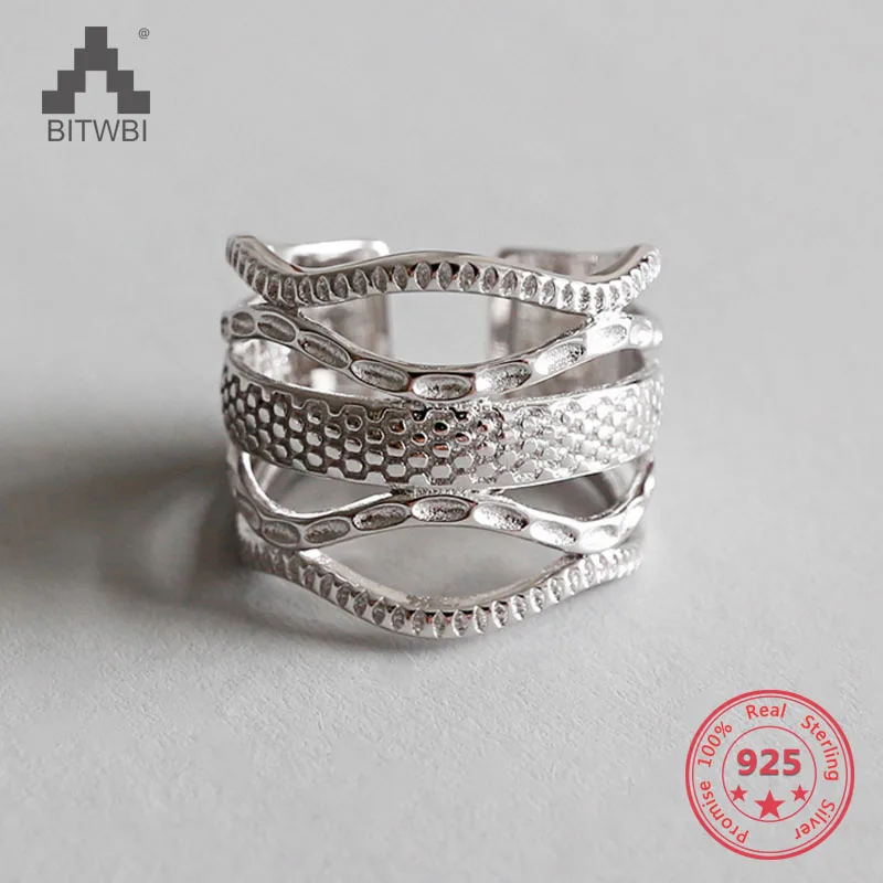 

Authentic 100% 925 Sterling Silver Jewelry Multi-layer Sexy Seductive Snake Pattern Python Lines Open Rings