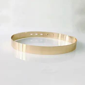 

Sexy Lady Gold belt for Women Elastic Mirror Metal Waist Belt Metallic Bling Plate Wide Band Cummerbund Female Dress Accessories