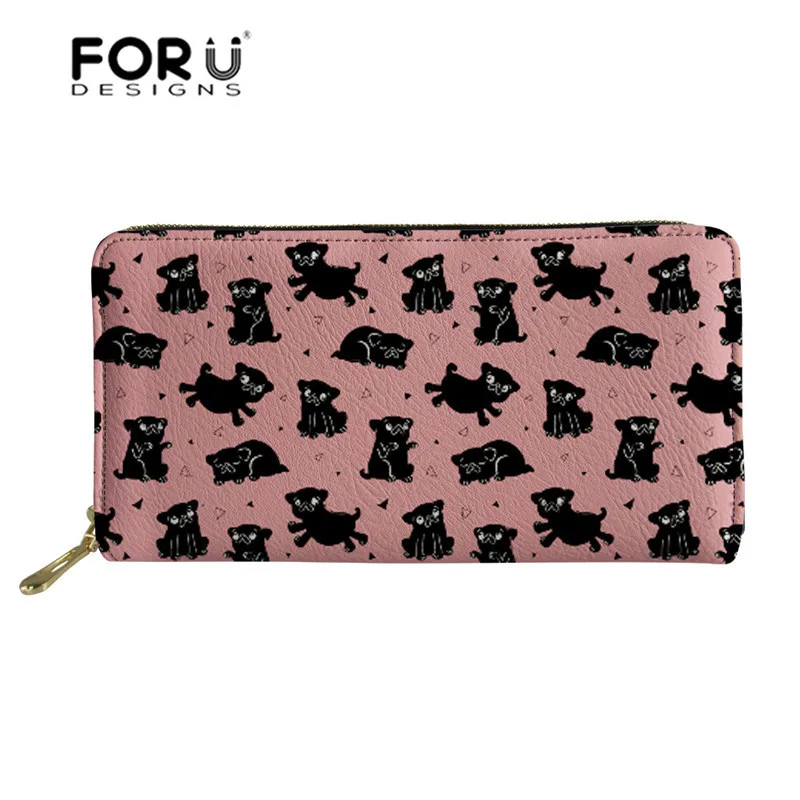 FORUDESIGNS кошелек для женщин Kawaii мопса Печать Длинный кошелек для монет женский наличные телефон сумка держатель карты Portefeuille Femme - Цвет: ZJZ344Z21