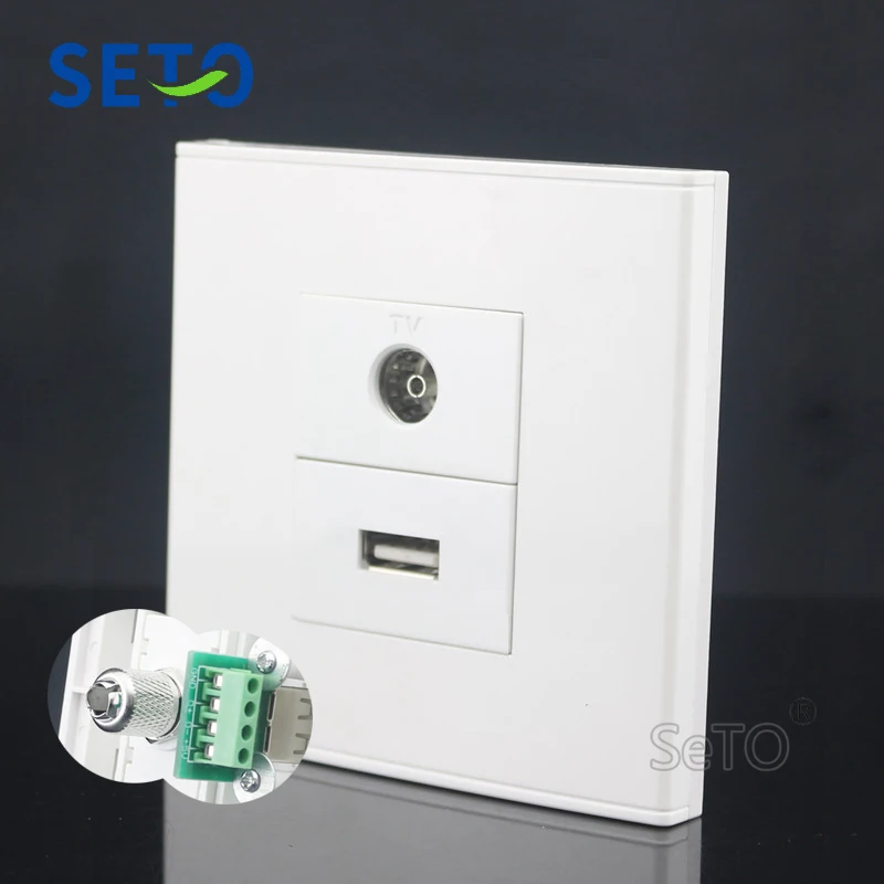 SeTo 86 Тип USB разъем+ ТВ Панель настенная пластина гнездо Keystone Лицевая панель
