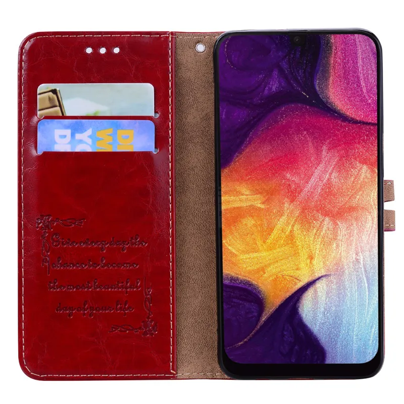 Роскошный кожаный чехол книжка для Samsung Galaxy A50 мягкий силиконовый бумажник с