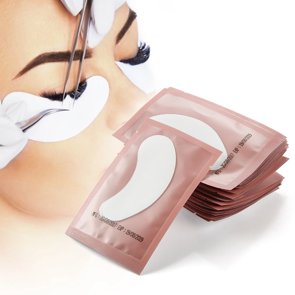 

100 pairs Makeup Eyelash Extension Patches Under Eye Pillow Pads Lashes Building Wraps Lint-free Makeup Eyelash Tweezers Helper