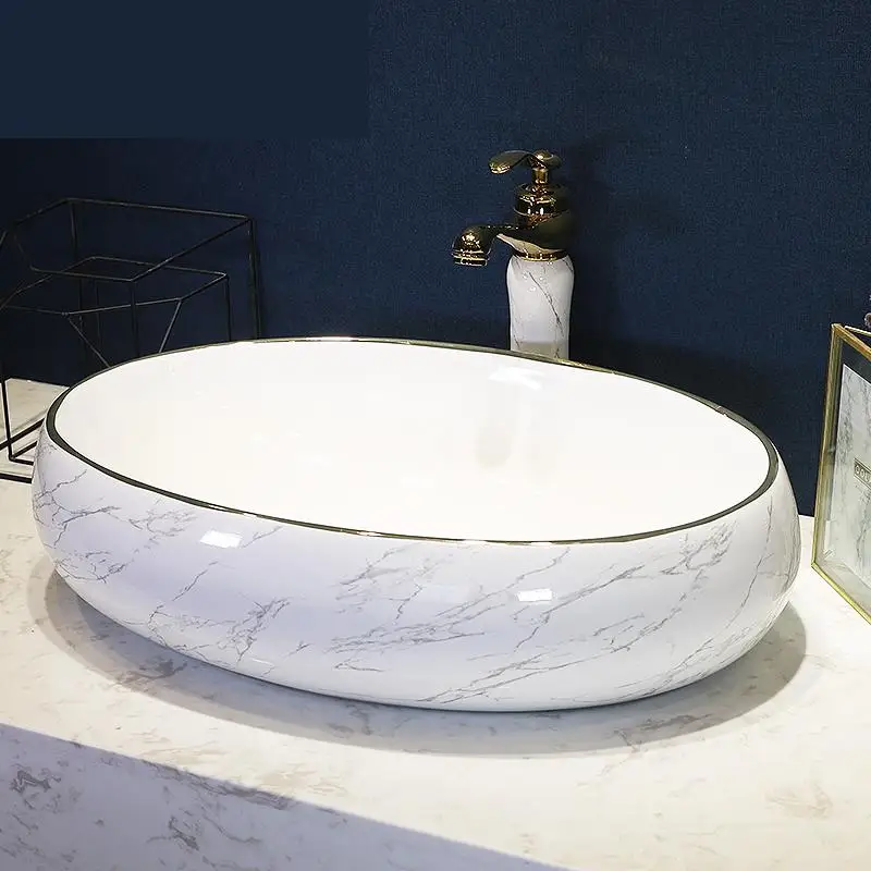 Us 219 0 Europe Vintage Style Ceramic Art Basin Sinks Counter Top Bathroom Vessel Sinks White Oval Ceramic Wash Basin Bathroom Sink In Bathroom