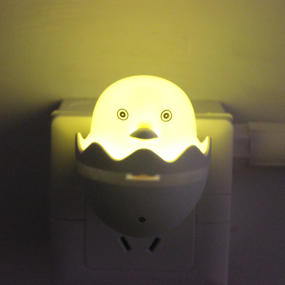 

Wall Socket Lamps US EU Plug LED Night Light AC 110-220V Light Control Sensor Yellow Duck Bedroom Lamp Gift for Children Cute